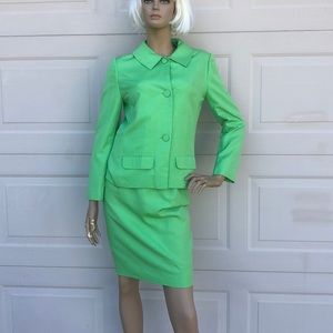 VINTAGE INES DE LA FRESSANGE GREEN PENCIL SUIT XS